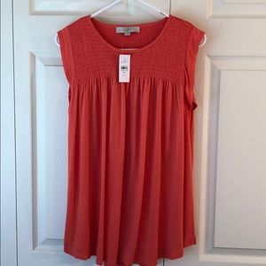 Coral flutter sleeve shirt